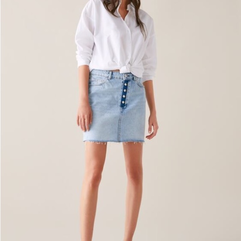 Zara Denim Button Fly Mini Skirt NWT